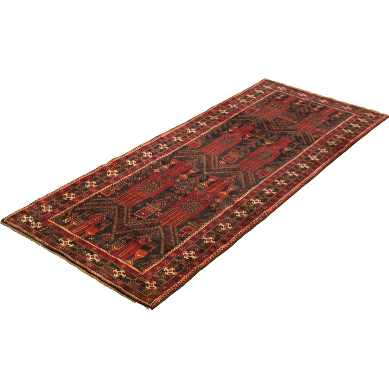 One-of-a-Kind 3'11" X 9'10" 1980s Runner Wool Area Rug in