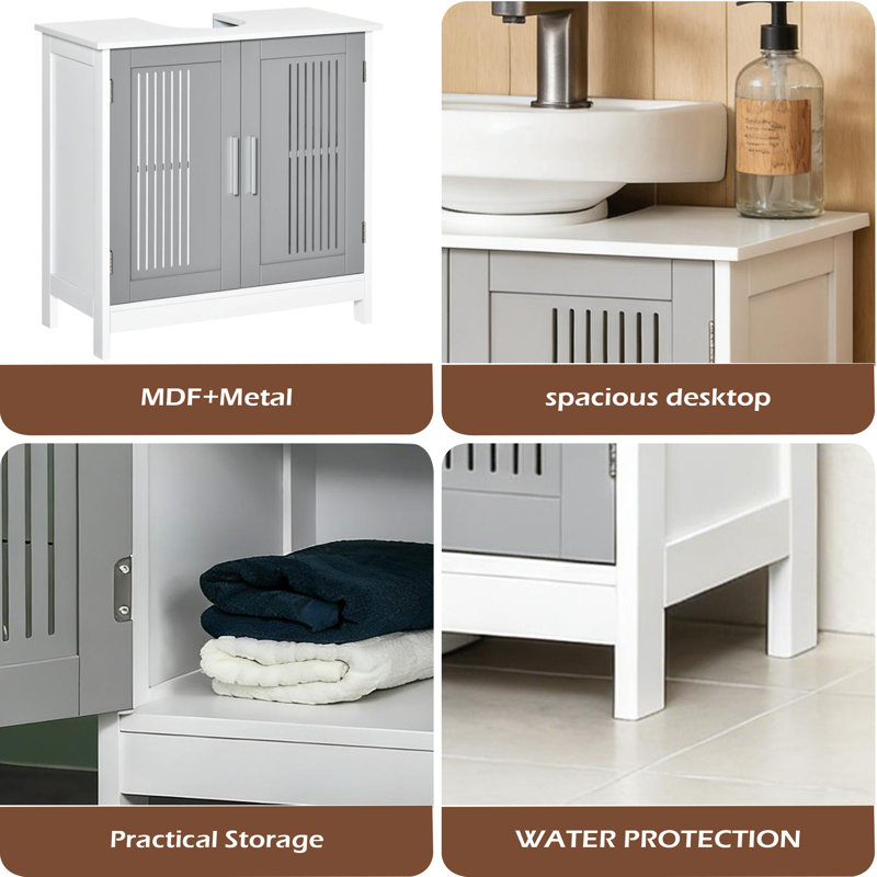 Armoire de rangement robuste pour salle de bain, Gris / Blanc