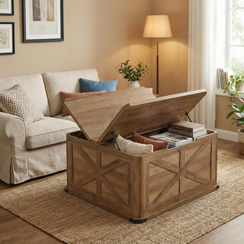 Table basse de rangement Farmhouse, Brun miel