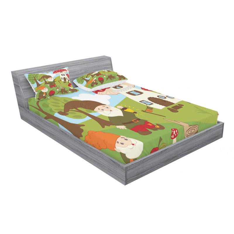 Gnome Microfiber Sheet Set, Full Sheet Set with Fitted Sheet