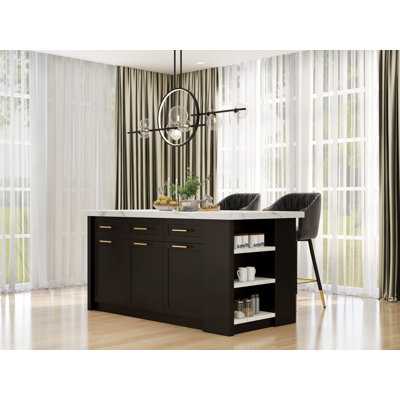 72" Modern Kitchen Islands Set With Multi-Storage and 4 Bar Stools