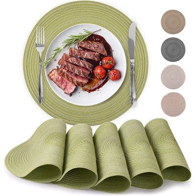 Zulay Kitchen 15 Inch Braided Round Placemats For Dining Table Set Of 6