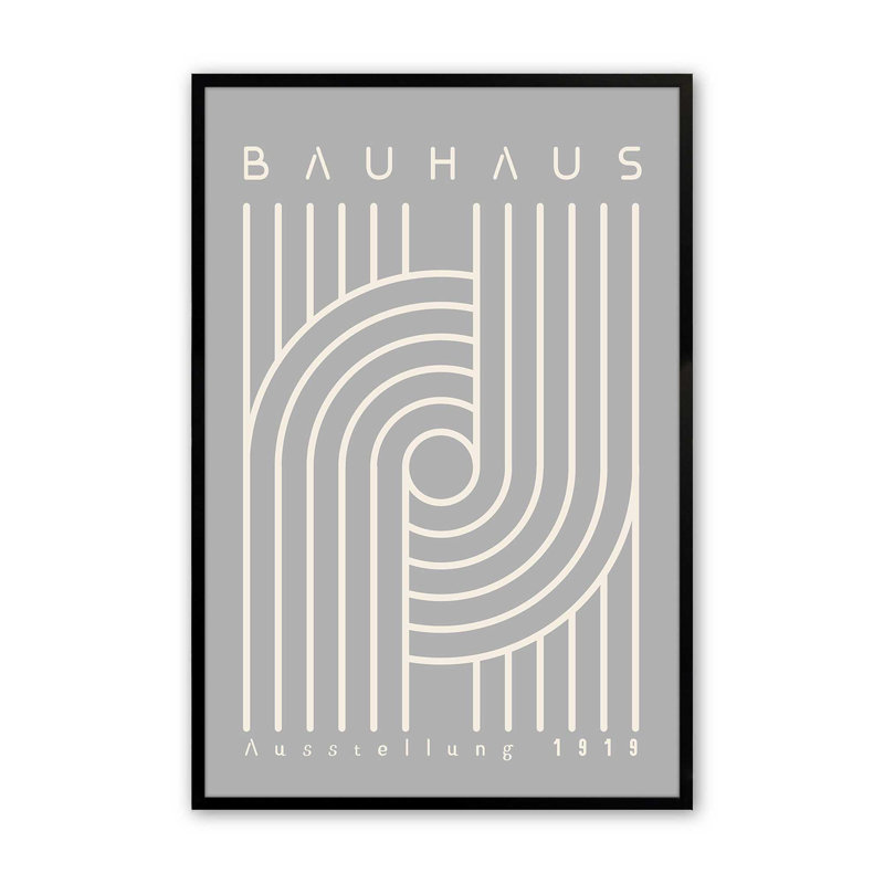 Bauhaus 1919, reproduction d'harmonie linéaire, H 37 po x l 25 po x P 1,25 po, Papier avec cadre noir satiné