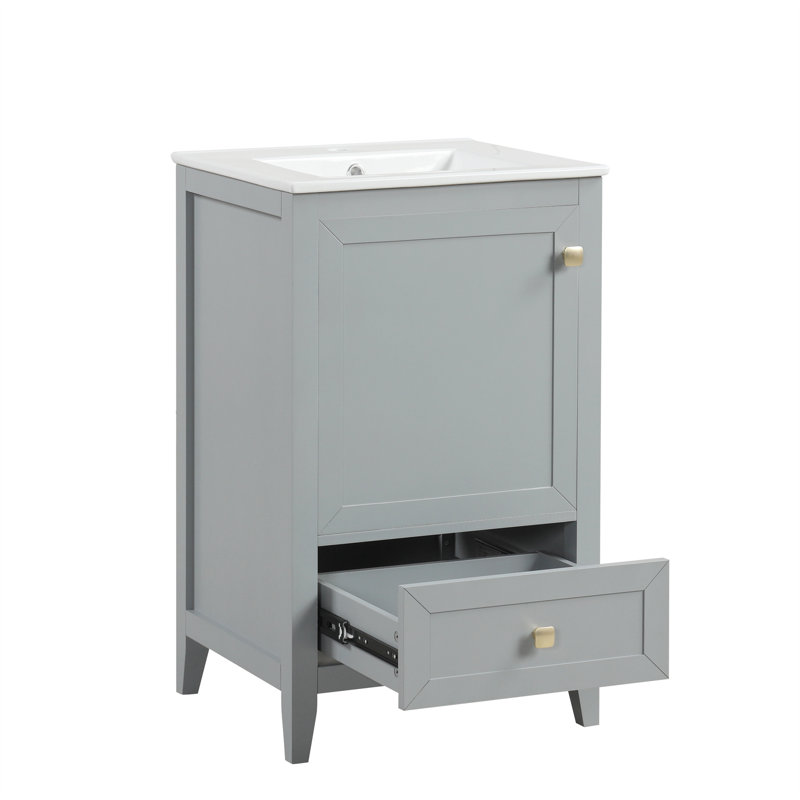 Meuble-lavabo de 20 po avec lavabo, Gris