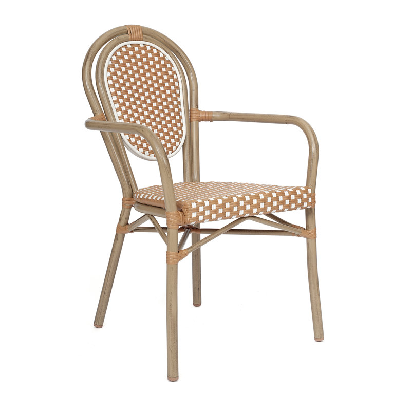 Chaise Paris empilable Connally, Blanc / brun clair / naturel clair