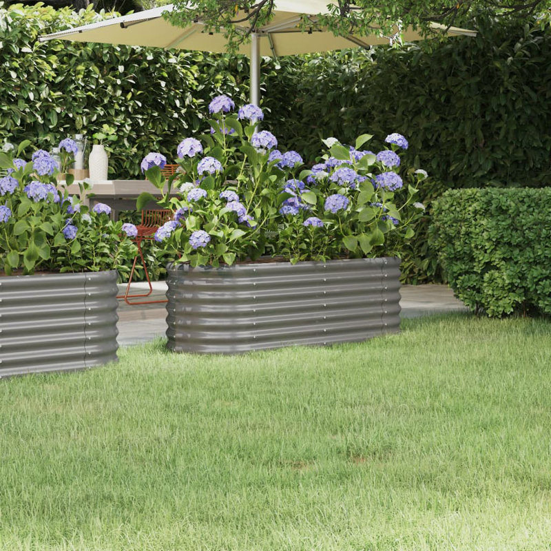 Antawan Metal Raised Garden Bed, Gray