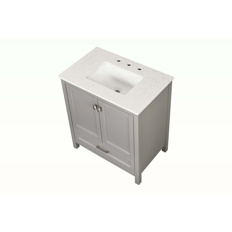 Meuble-lavabo de salle de bain avec lavabo combiné, Gris