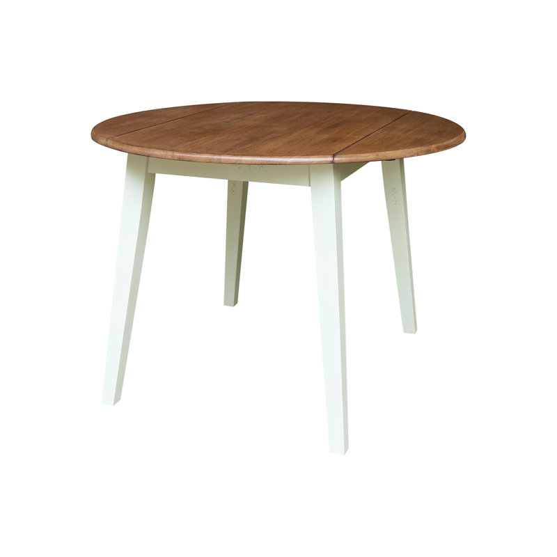 Franklinville Extendable Round Solid Wood Dining Table, Hickory/Shell