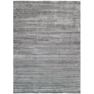 Hand Knotted Wool Area Rug in Black