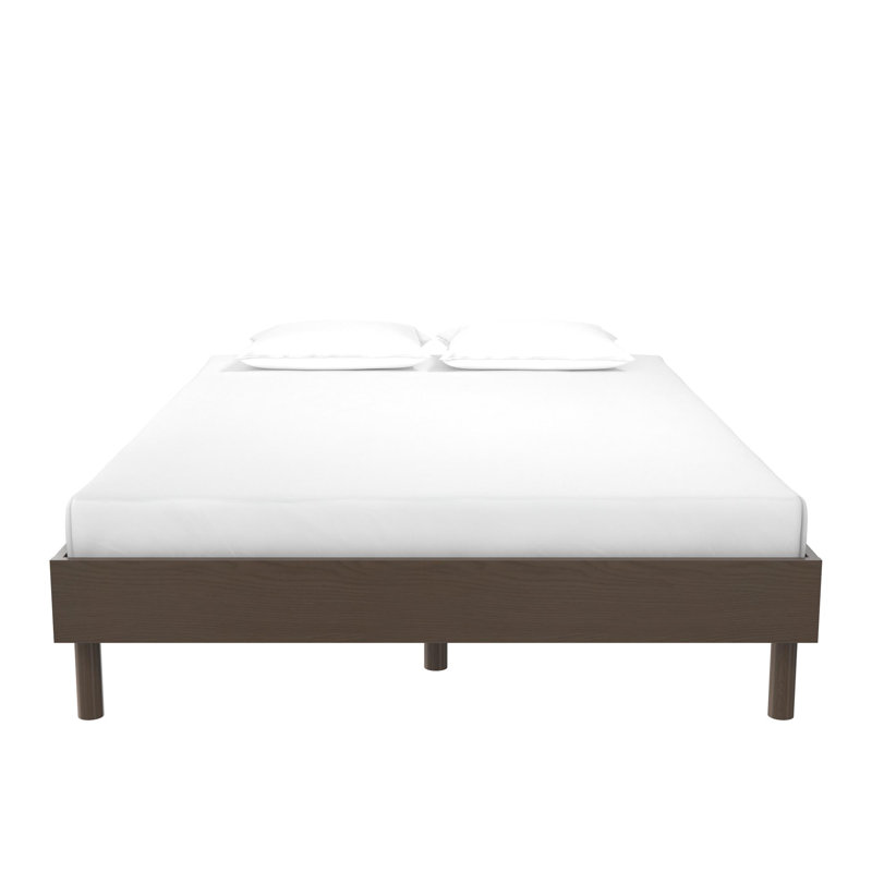 Cologne Walnut Wood Platform Bed Frame with Tool-Free Assembly, Queen Size - No Box Spring Needed, Queen