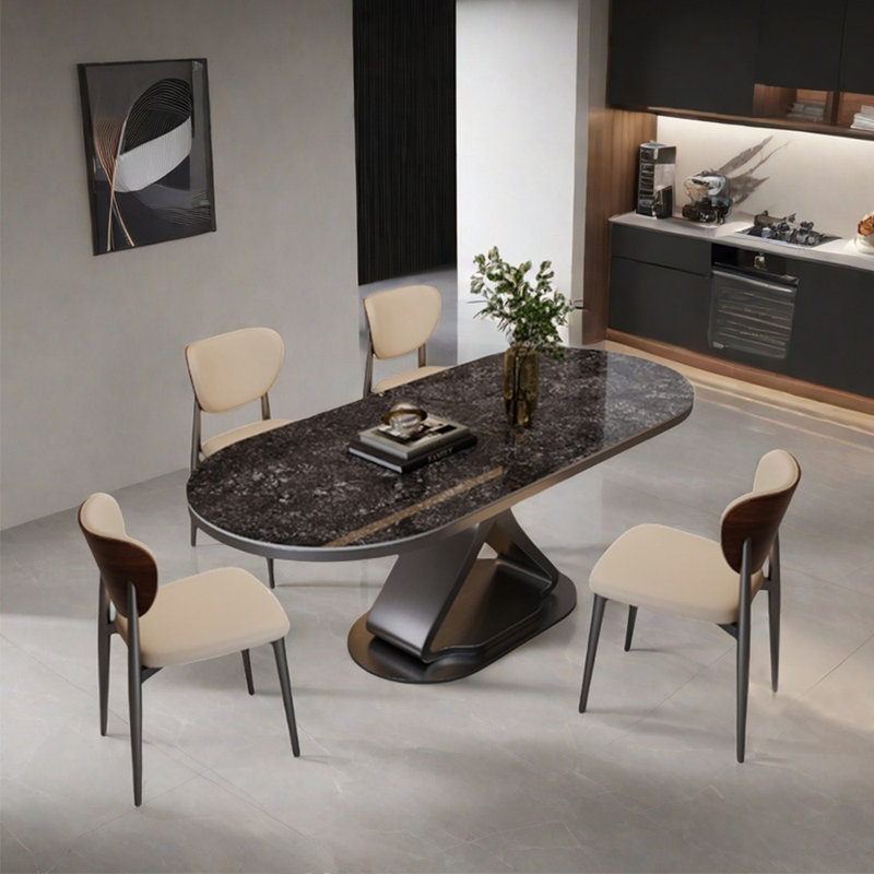 Ensemble de table de salle à manger moderne et simple en acier au carbone, H 29,5 po x L 55,1 po x l 31,5 po