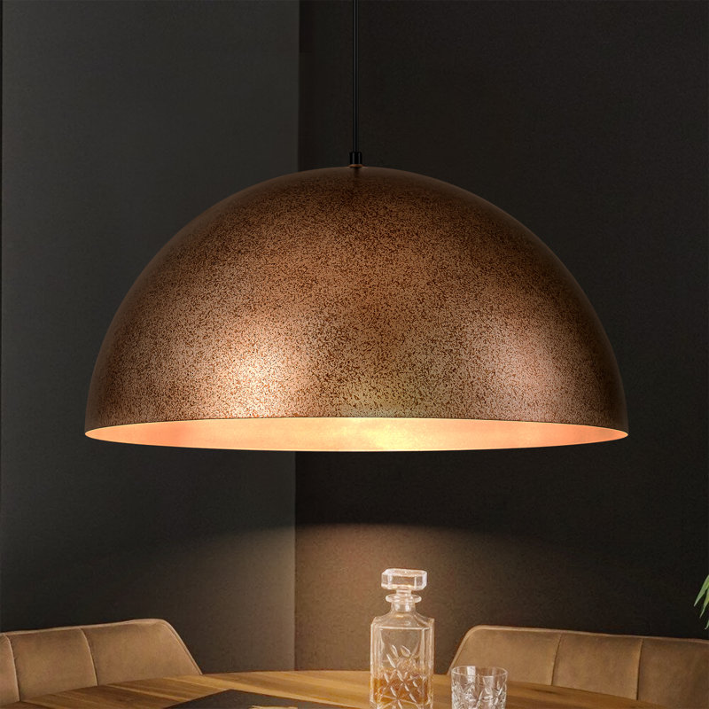 Luminaire suspendu en forme de dôme argenté à 1 lumière Lodi Mccarroll, H 8,6 po x l 15 po x P 15 po