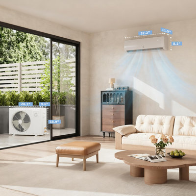 Ductless Inverter Mini Split Wall Mounted Air Conditioner & Heat Pump with Quiet Operation & Complete Installation Kit, 9000 BTU Cools & Heats Up to 450 Sq. Ft, 19 SEER2 230V (US Standard)