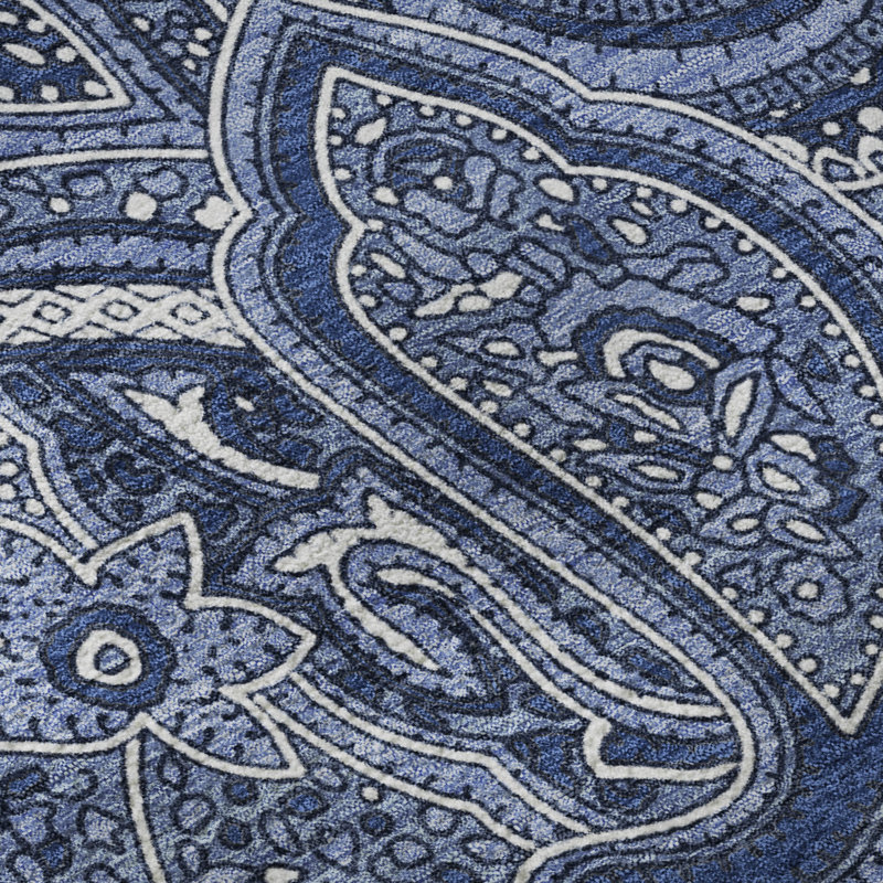 Tapis bleu marine Cerrito lavable à la machine de qualité supérieure, Rectangle 1 pi 8 po x 2 pi 6 po