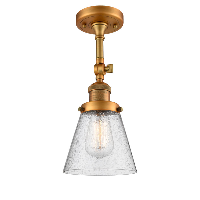 Agustine Flush Mount, Brushed Brass, 13.5" H x 6.25" W x 6.25" D