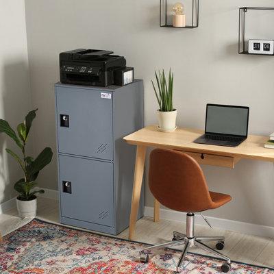 Small Locker Cabinet With 2 Doors And Lock Latch Grey