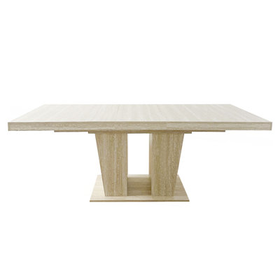 Rectangular Extendable Dining Table, Suitable For 6-10 People, With Veined Travertine Pattern, Dimensions 160-200 Cm, Simple And Elegant.