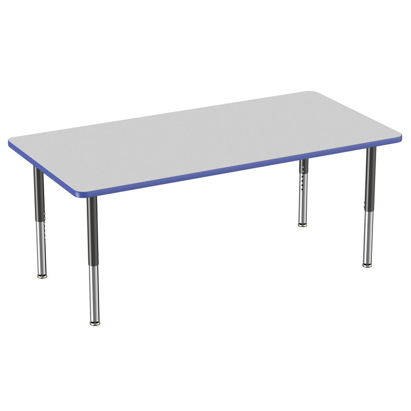 Rectangle T-Mould Adjustable Height Activity Table, 36" x 72", Grey/Blue/Black, Super