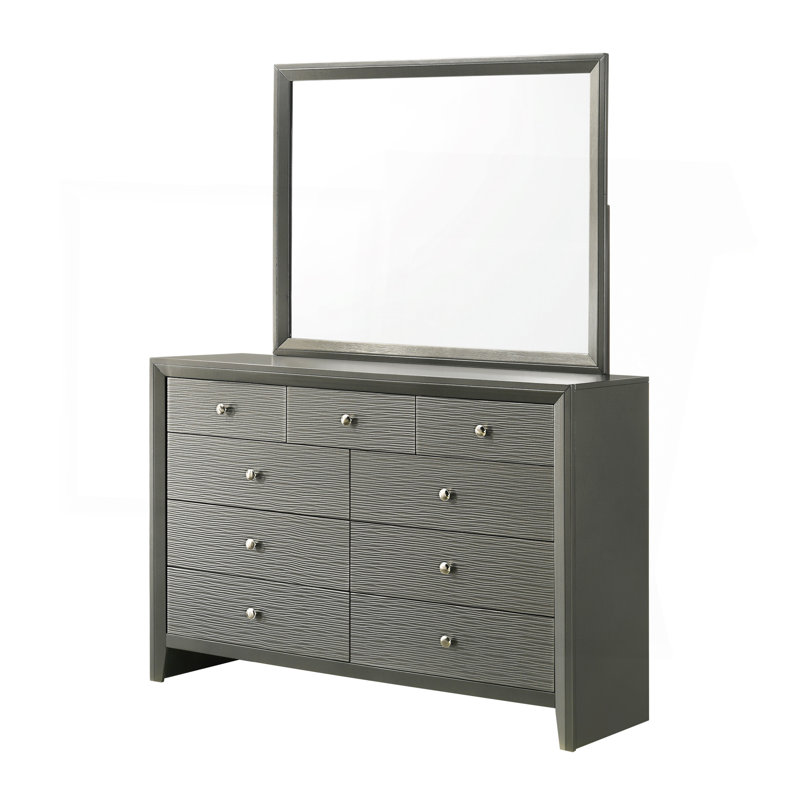 Commode ronde contemporaine à 9 tiroirs 1Pc, Gris foncé