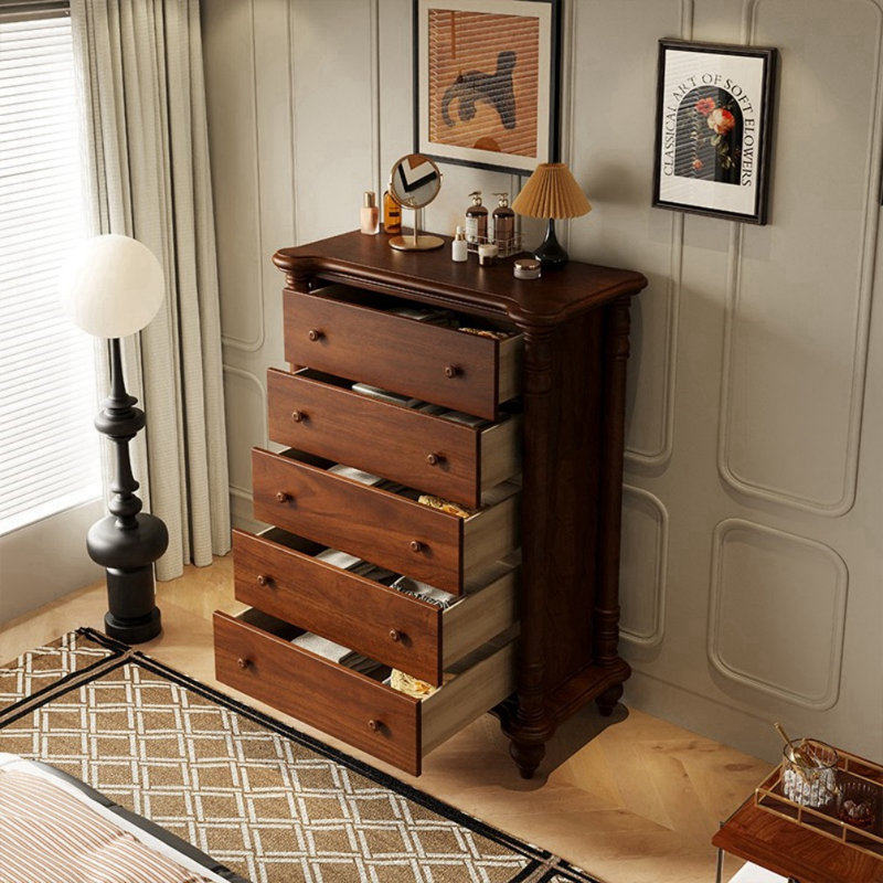 Commode de rangement en bois massif style rétro