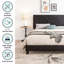 Grand lit plateforme en tissu d'ameublement noir Pu
