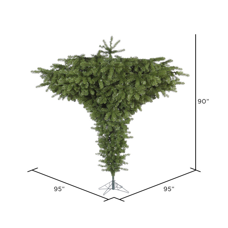 Arbre vert artificiel à l'envers vert, 9', Non pré-éclairé