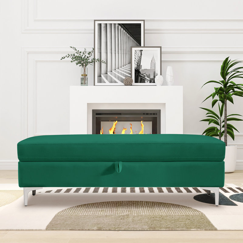 Repose-pieds long avec banc de rangement rembourré Dkwon, Vert