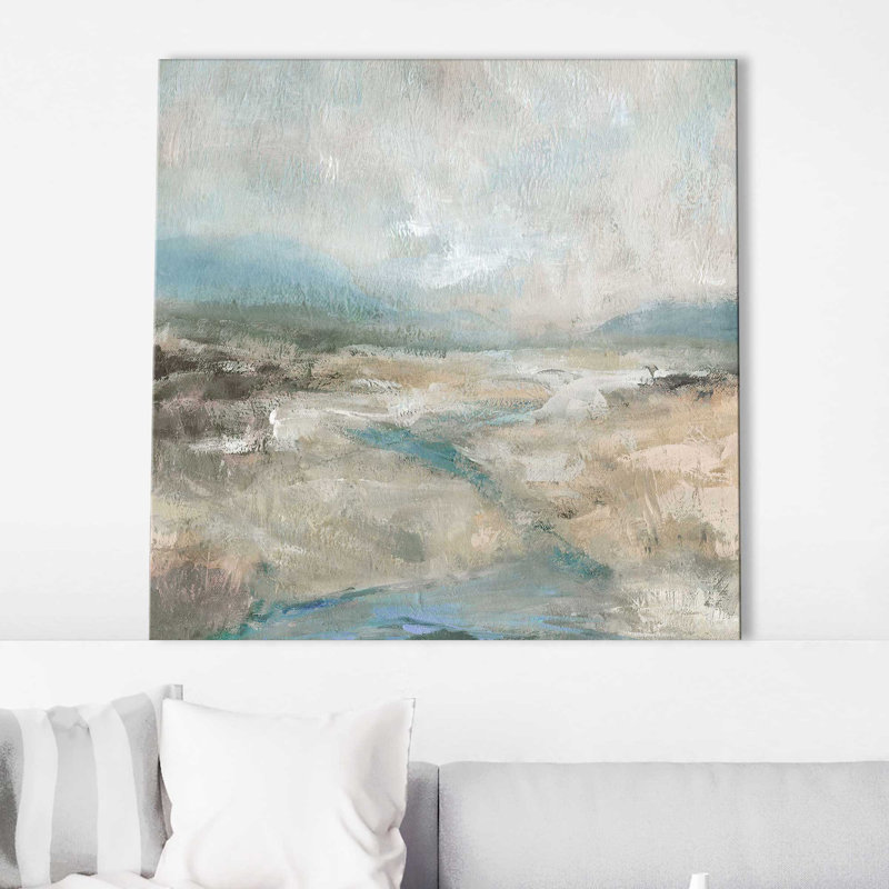 «Summer Creekbed» par Carol Robinson - Peinture, L 18 po x H 18 po, Toile tendue