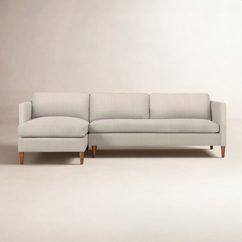 Clifford 2-Piece Sectional with Sinuous Springs and Feather Blend Cushions, Left Hand Facing, Valet Bran Tweed