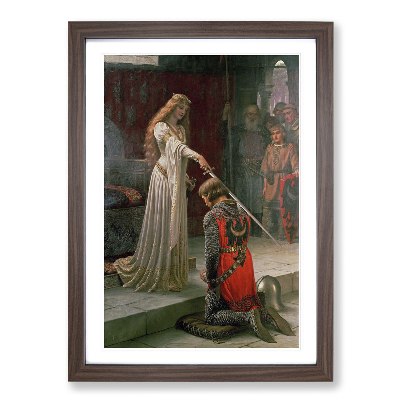 The Accolade by Edmund Leighton - Picture Frame Painting, 65cm H x 48cm W x 2cm D, Walnut