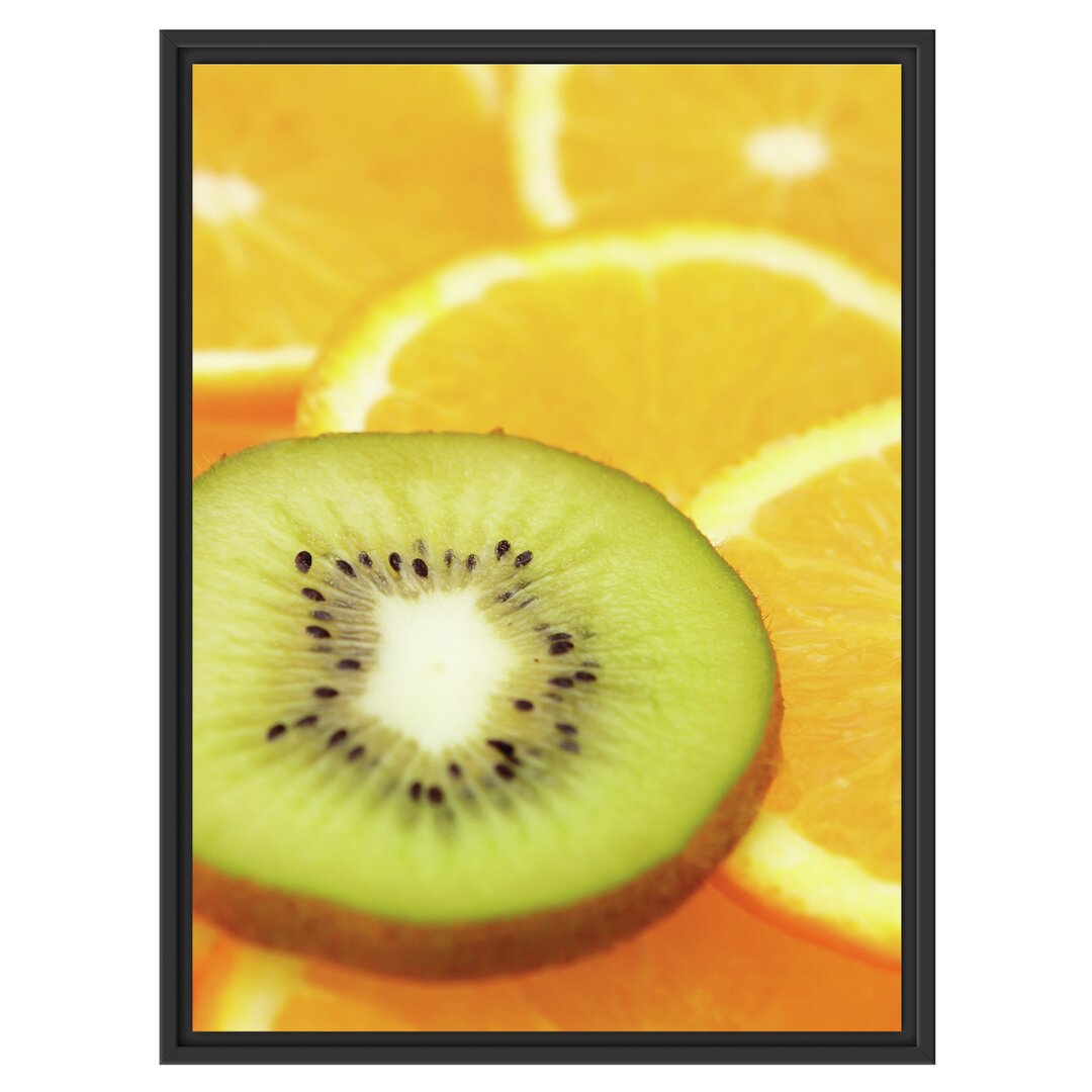 Gerahmtes Wandbild Kiwi und Orangenscheiben