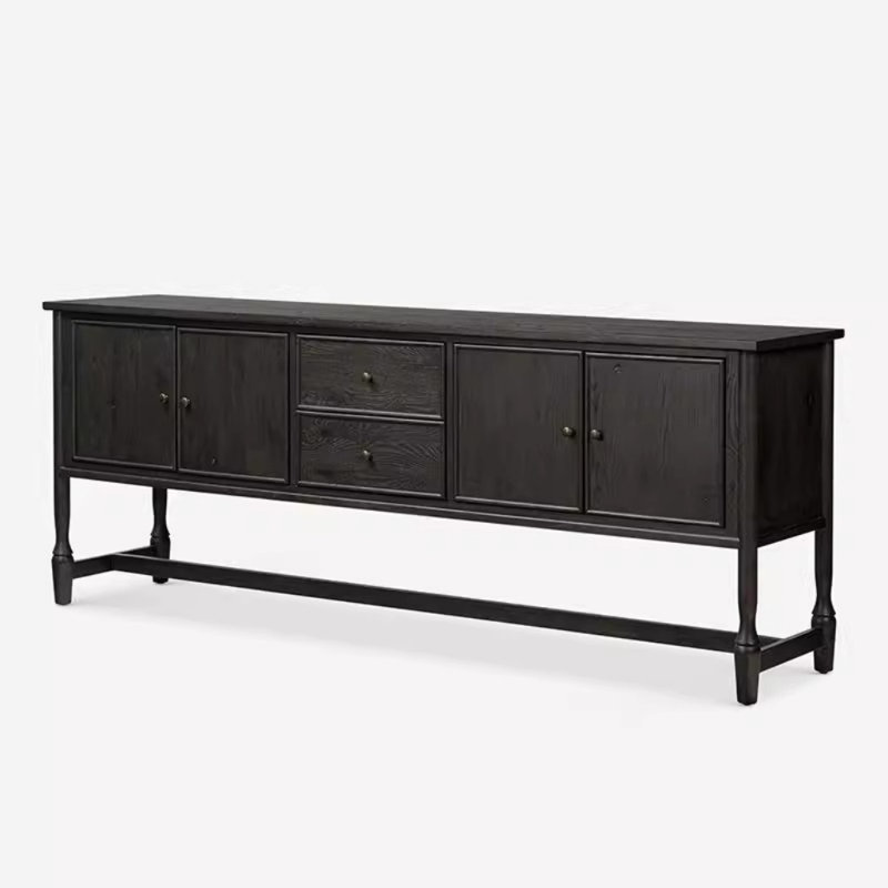 Buffet patiné American Country Style, H 32,68 po x l 70,87 po x P 18,9 po, Noir