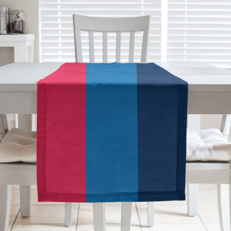 Chemin de table basket Philadelphia, Rouge / bleu / bleu marine, L 90 po x l 16 po, Polyester sergé