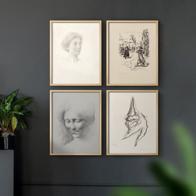 Vintage Sketch XLVIII Framed Print - Set of 4