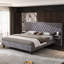 Lit plateforme tapissier luxueux en velours avec tête de lit à oreilles et tables de chevet intégrées-45785720-45785722