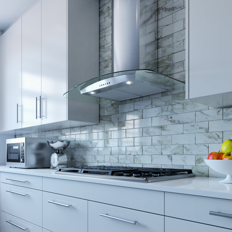 30" 600 CFM Convertible Wall Mount Range Hood in Silver with Nightlight