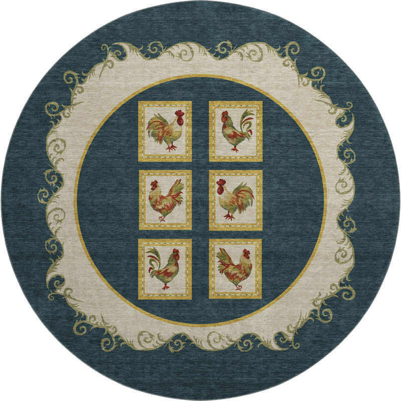 Premium Machine Washable Chiekezi AMF159 Midnight Rug, Round 8'