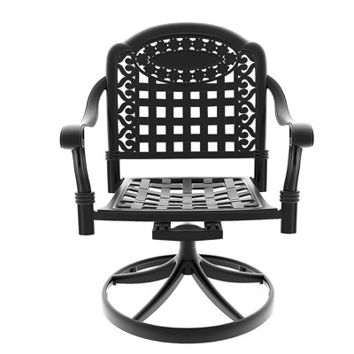 3-Piece All-Weather Cast Aluminum Dining Set, Include 2 Swivel Chairs and 39.37" Round Table With Black Frame