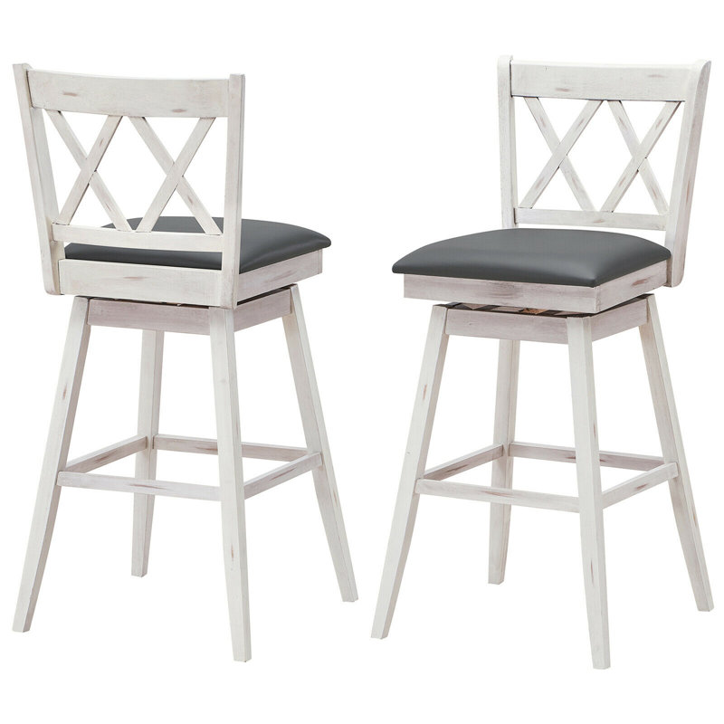 Tabouret de bar et de comptoir Embrey, Blanc / noir, 4, Hauteur de bar (hauteur de siège 29,5 pi)