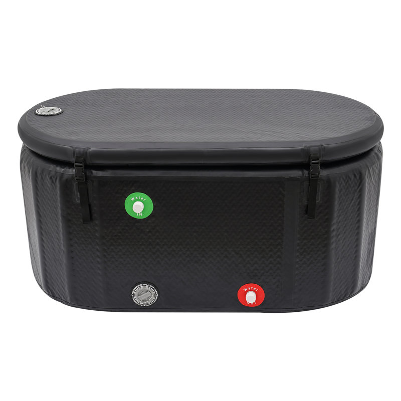 Black 1 Person PVC Inflatable Ice Bathtub With Pump And Lid H26" * W59" * D31"