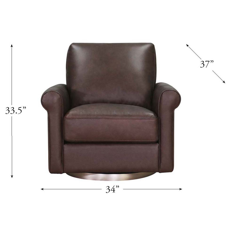 Fauteuil pivotant en cuir Pruszkow, Cuir véritable Laguna Pirouette sirop brun