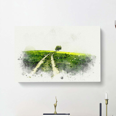 Path To A Lone Tree In Abstract - Wrapped Canvas
