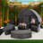 All-Weather 5-Piece Outdoor Daybed Conversation Sets with Retractable Canopy and Hidden Table-2076805672