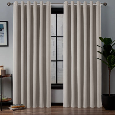 Blackout Linen Eyelet Curtains Set of 2 - Thermal Door & Window Panels