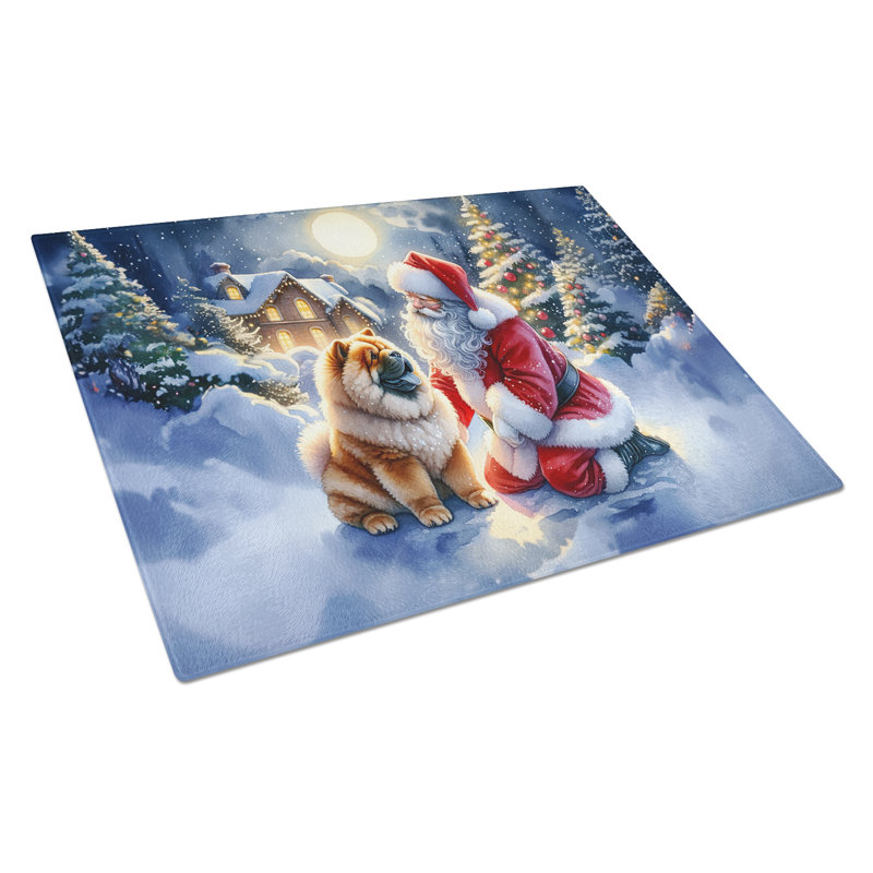 Planche à découper en verre Chow Chow and Santa Claus