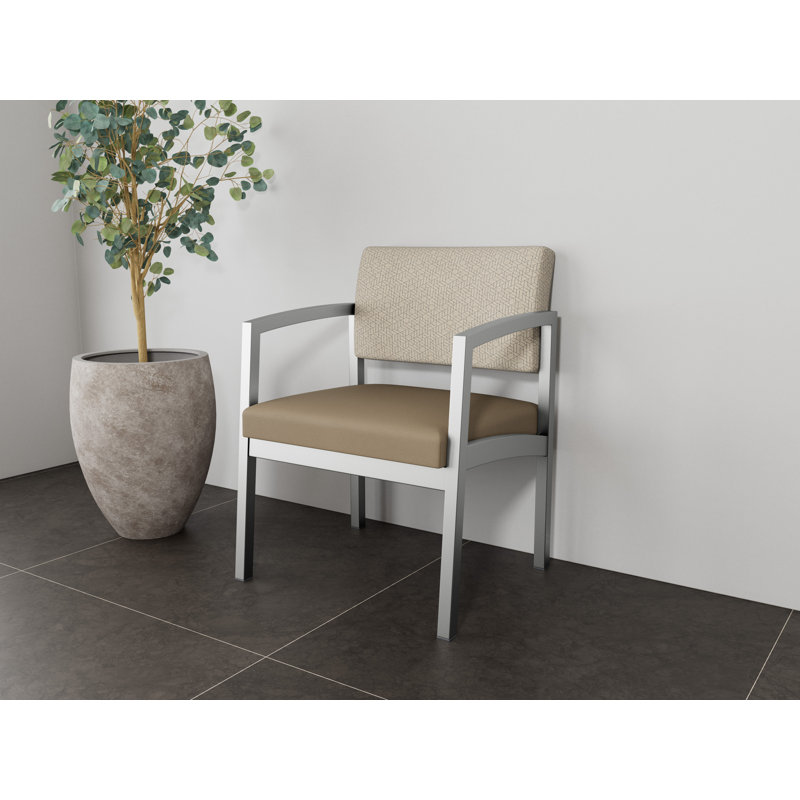Chaise d'invité en acier Lenox, Argent, Bleu impérial Patriot Plus - vinyle facile à net