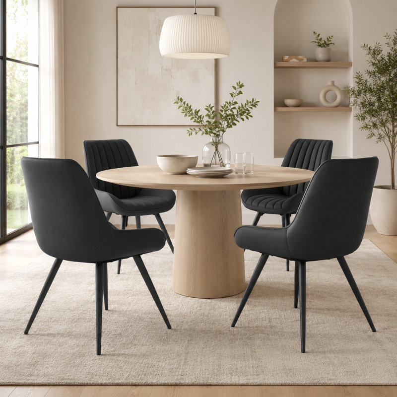 43.7 cm H Full Back Side Chair, Black