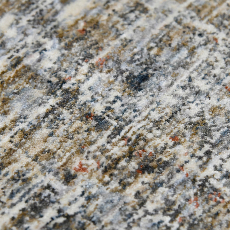 Gray and Orange Rectangular Polyester Area Rug