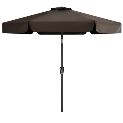 Holmquist Market Umbrella with Scalloped Valance, Tilt and Crank Lift