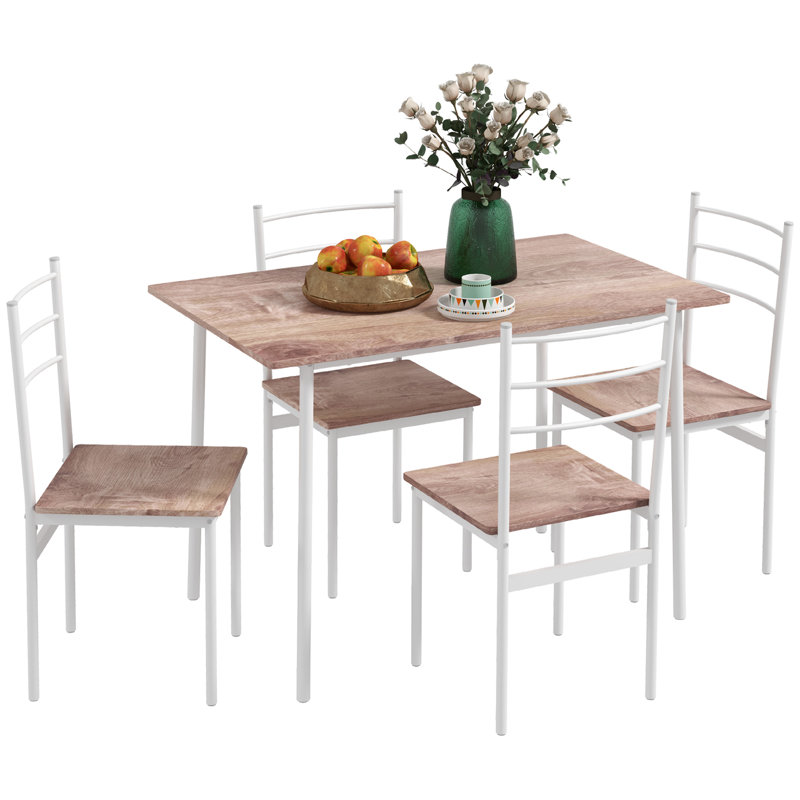 Pittsford 4 - Person Dining Set, Brown/Brown/White
